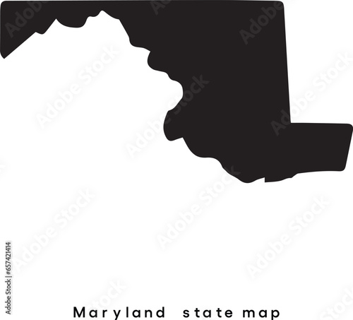 Maryland county map vector outline in gray background. Maryland state of USA map with counties names labeled
 photo