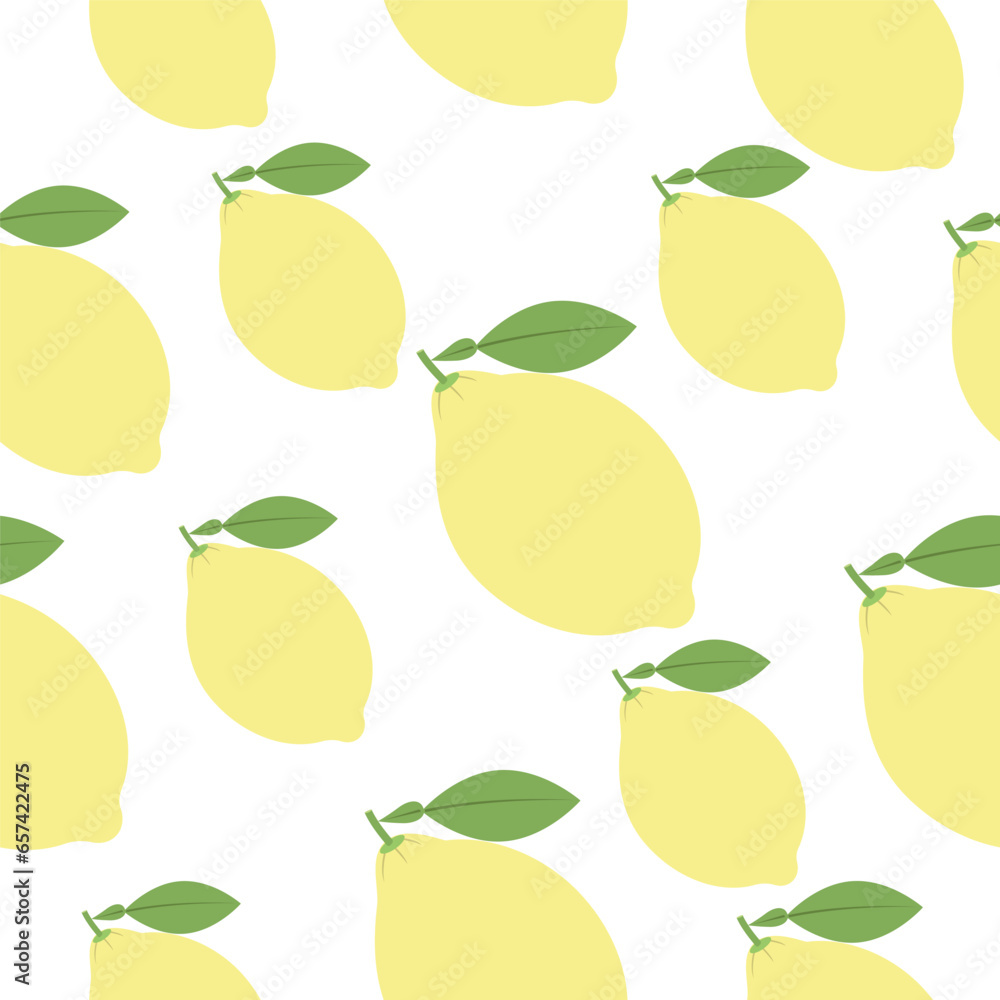 Seamless pattern of lemons with leaves on a white background.Vector pattern for textiles, paper. Seamless pattern of lemons with leaves on a white background.Vector pattern for textiles, paper.