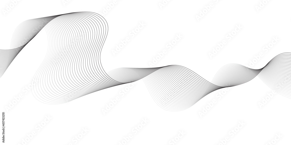 Fototapeta premium Technology abstract wavy curve lines on transparent background.