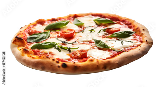 Pizza Margherita (nourriture italienne), focus en gros plan, avec transparence sans background