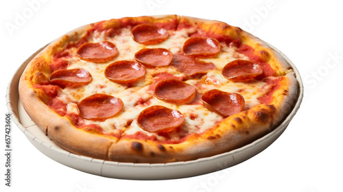 Pizza Pepperoni (nourriture italienne), focus en gros plan, avec transparence sans background