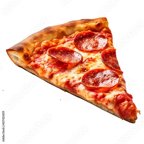 Part de Pizza Pepperoni (nourriture italienne), focus en gros plan, avec transparence sans background