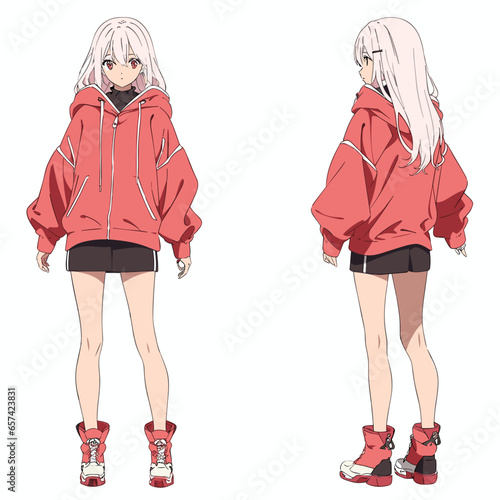 Anime Girl On White Background