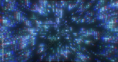 Abstract blue futuristic hi-tech energy particles dots and squares magical bright glowing background