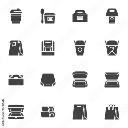 Food packaging vector icons set