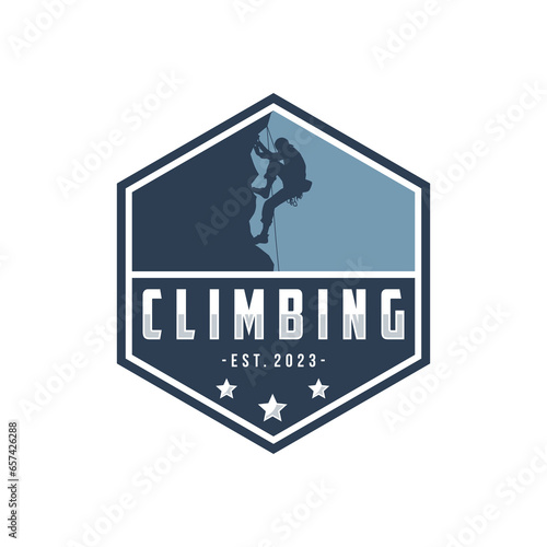 Climbing logo vector. Sport climbing, emblem climbing illustration