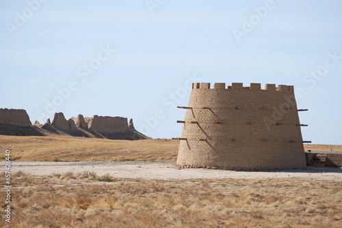 Turkestan, Kazakhstan - 10.15.2019 : Ruins of the ancient city of Sauran of the 10th century. photo