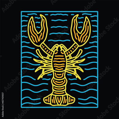 Colorful Monoline Lobster Vector Graphic Design illustration Emblem