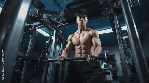 Portrait of young sporty playing in gym. Happy athletic fit muscular couple in fitness center.