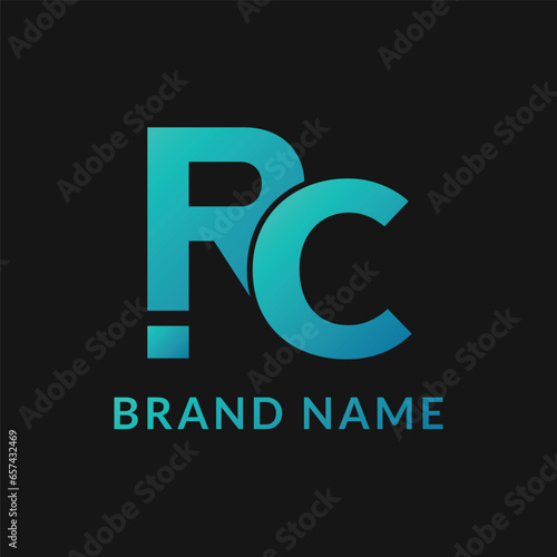 rc letter logo design gradient color
