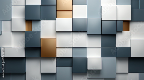 Grey and White 3d Random Blocks Geometric Shapes Contemporary Background