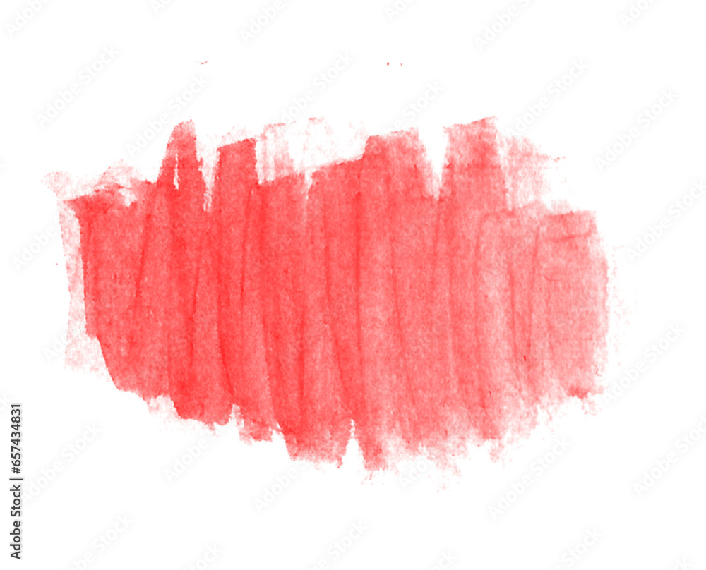 Watercolour Grunge Brush Stroke. Royalty high-quality free stock image of red watercolor overlay on transparent  background with a pronounced texture for decorating design. Artistic hand paint