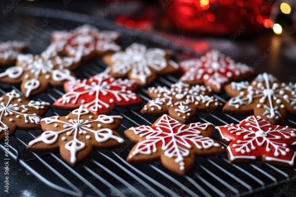 christmas-themed gingerbread cookies on a cooling rack christmas-themed gingerbread cookies on a cooling rack