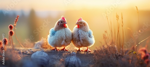 Chicks couple. Generative AI technology.