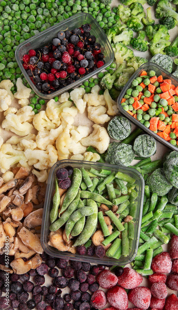 A set of foods for the winter. Various of frozen vegetables and berries A set of foods for the winter. Various of frozen vegetables and berries