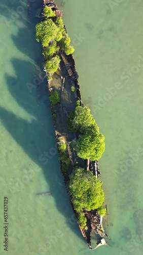 Drone view of SS Adelaide shipwrek in Magnetic Island