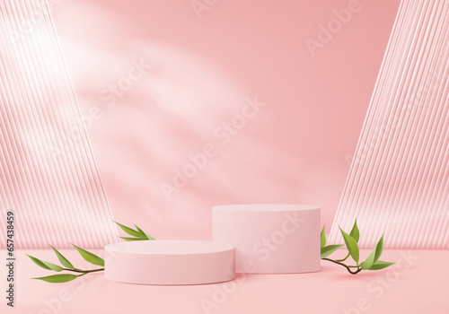 Modern background platform with with pink glass modern. Background vector 3d rendering crystal modern podium platform. stand show cosmetic product. Stage showcase on pedestal modern 3d studio platform