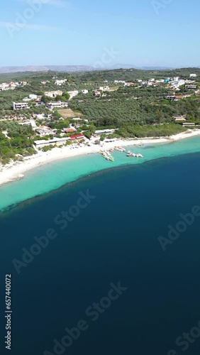 Drone view of Kournas Lake in Crete, Greece