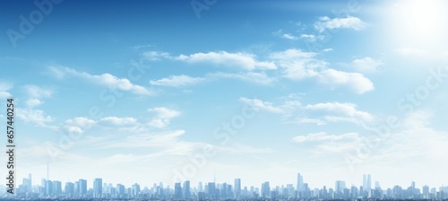 City skyline panoramic background. Generative AI technology. 