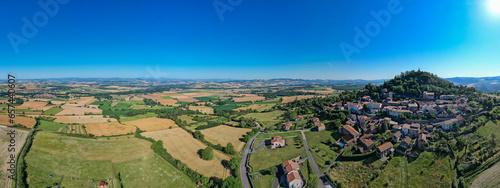 Aerial view above the French Village of Usson in Auvergne, France photo