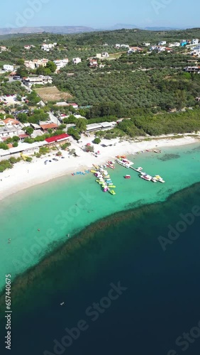 Drone view of Kournas Lake in Crete, Greece