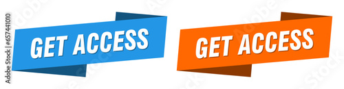 get access banner. get access ribbon label sign set
