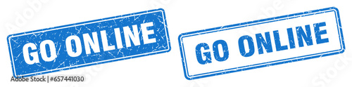 go online stamp set. go online square grunge sign