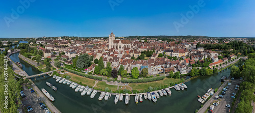 Aerial view of the french city of Dole in the Jura region of France