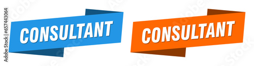 consultant banner. consultant ribbon label sign set