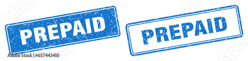 prepaid stamp set. prepaid square grunge sign