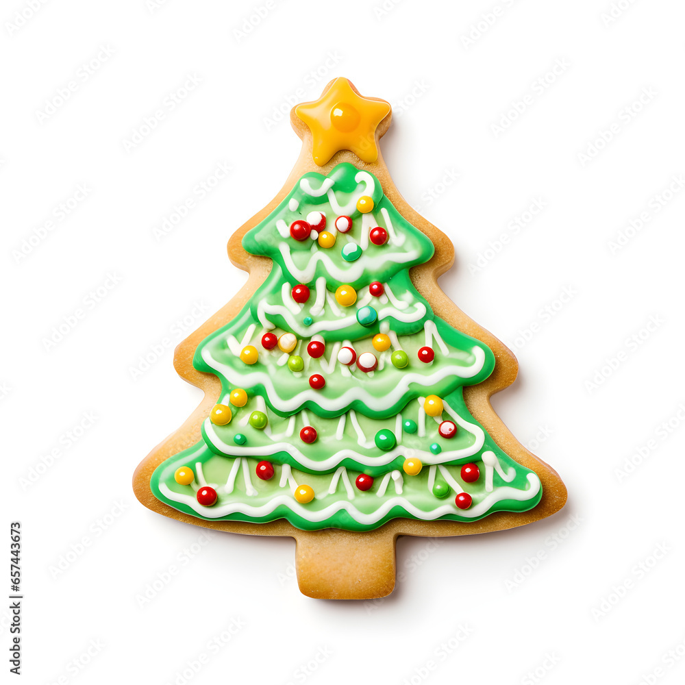 christmas tree cookie isolated on white background christmas tree cookie isolated on white background