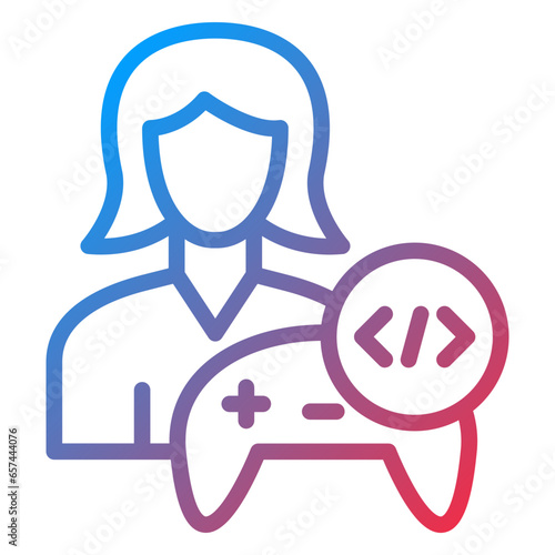 Vector Design Game Developer Female Icon Style