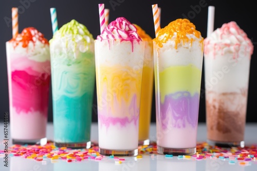milkshake with multiple layers of flavors, looking colorful