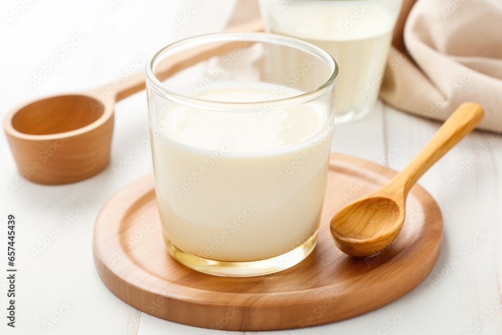 warm milk and honey in a clear cup with a spoon warm milk and honey in a clear cup with a spoon