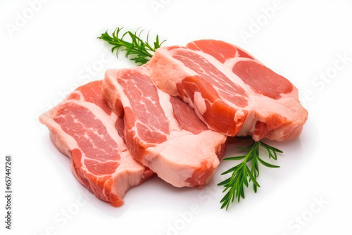 fresh pork meat on white plain background. Isolated on solid background.
