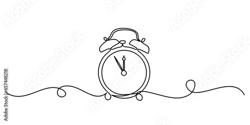alarm clock line art style illustration vector