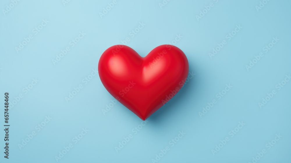 Red heart on blue background. Suitable for use in love-themed designs and Valentine's Day projects.