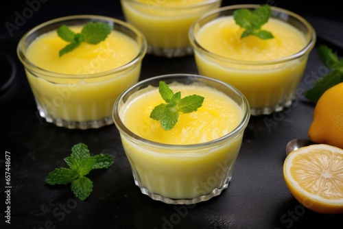 lemon pudding garnished with lemon zest