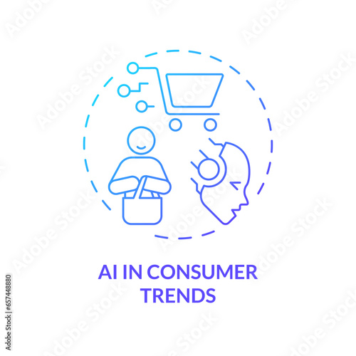 2D gradient AI in consumer trends icon, isolated vector, AI engineer creative thin line illustration