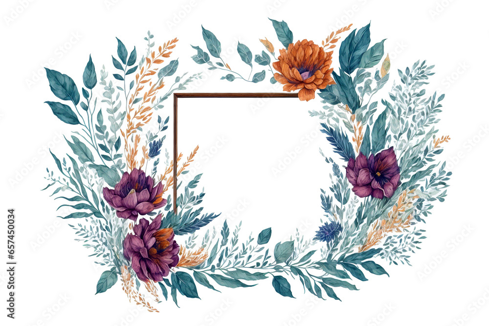 frame painted with watercolor boho style, created using generative AI tools frame painted with watercolor boho style, created using generative AI tools