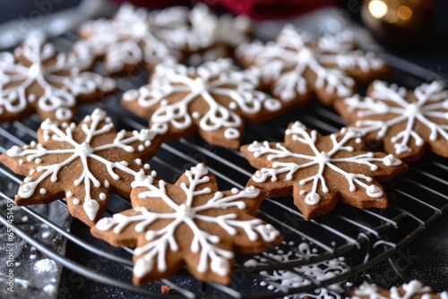 traditional gingerbread cookies on bakers rack