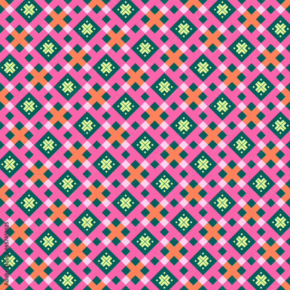 Seamless plaid pattern in pink and green. Vector illustration Seamless plaid pattern in pink and green. Vector illustration
