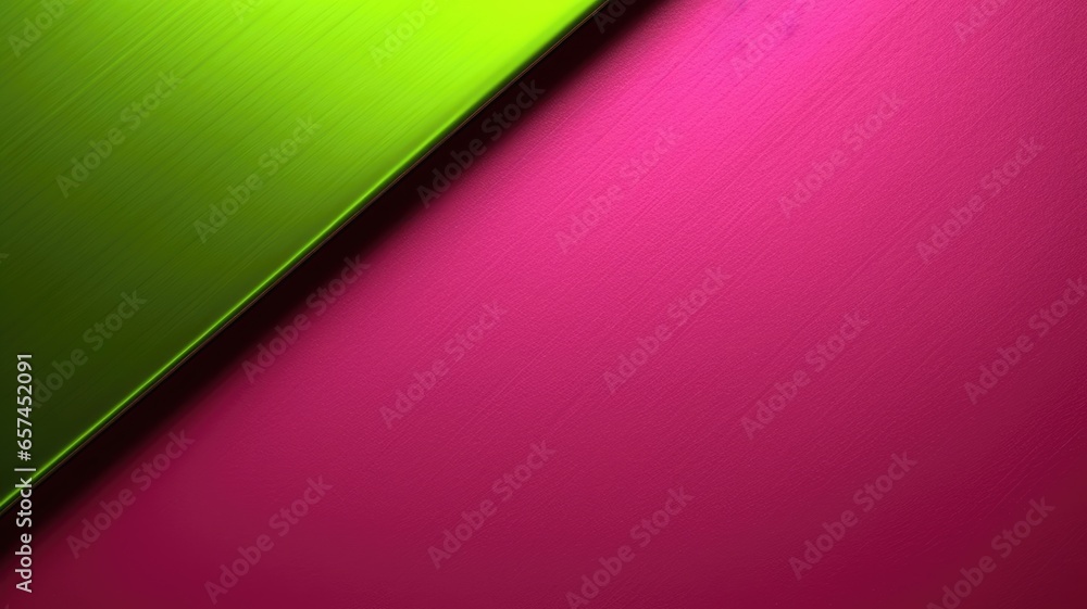 The abstract background of metal texture with empty space in bright lime green and hot pink colors. 3D illustration of exuberant. generative AI