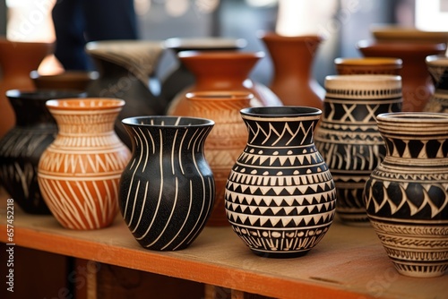 patterned african pottery pieces