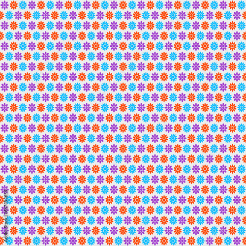 Vibrant flowers pattern with multi-colored abstract line design