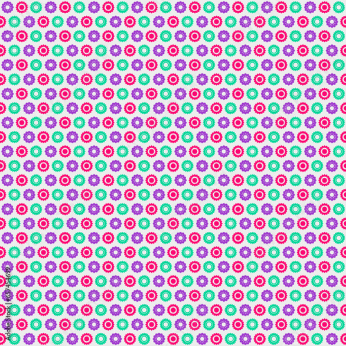 Vibrant flowers pattern with multi-colored abstract line design
