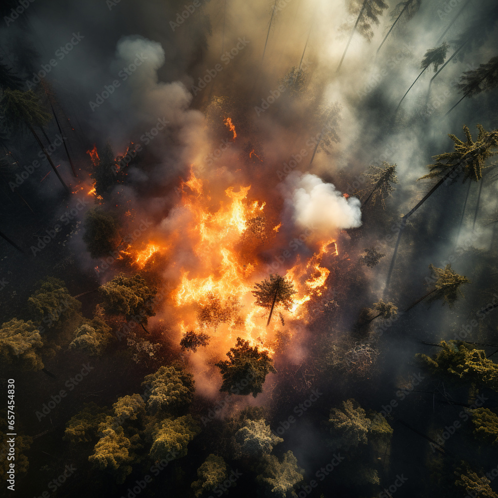 森林火災の俯瞰図