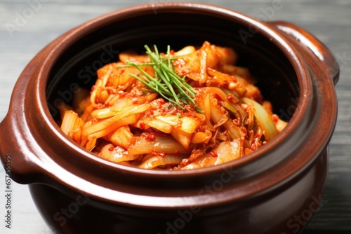 kimchi buried in traditional korean earthenware pots