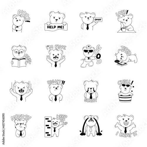 Collection of Typographic Bear Glyph Stickers