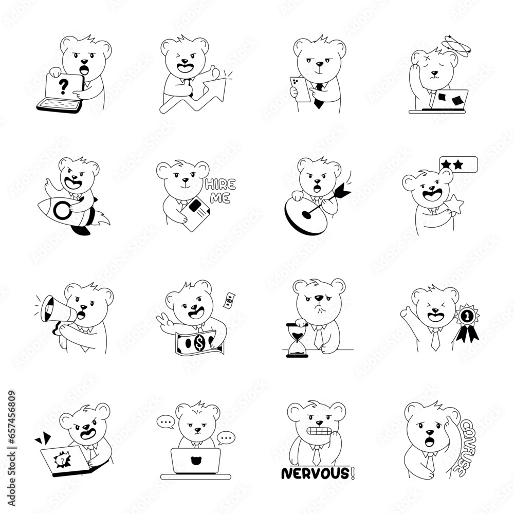 Trendy Business and Marketing Operations Glyph Stickers Trendy Business and Marketing Operations Glyph Stickers
